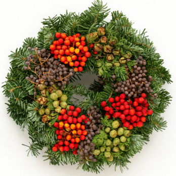 Corona de Navidad natural con frutos y Nobilis